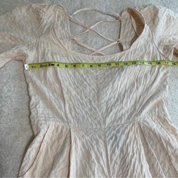 ASOS DESIGN Seersucker Lace Up Back Jumpsuit In Blush - Picture 10 of 14